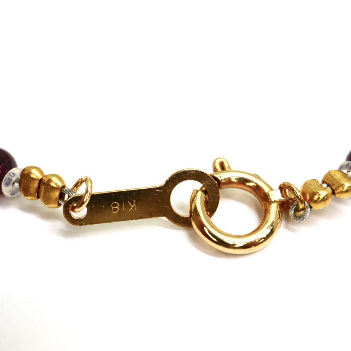 《K18 天然ガーネットネックレス》M 約11.9g 約41cm garnet necklace ジュエリー jewelry DE0 ☆