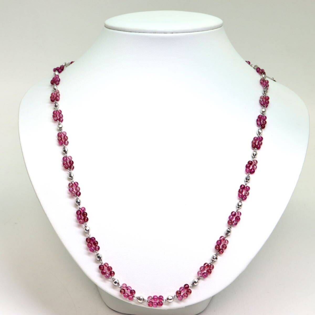 《K18WG 天然ピンクトルマリンネックレス》M 約18.4g 約61.5cm tourmaline pink necklace ジュエリー jewelry EA5☆の画像2
