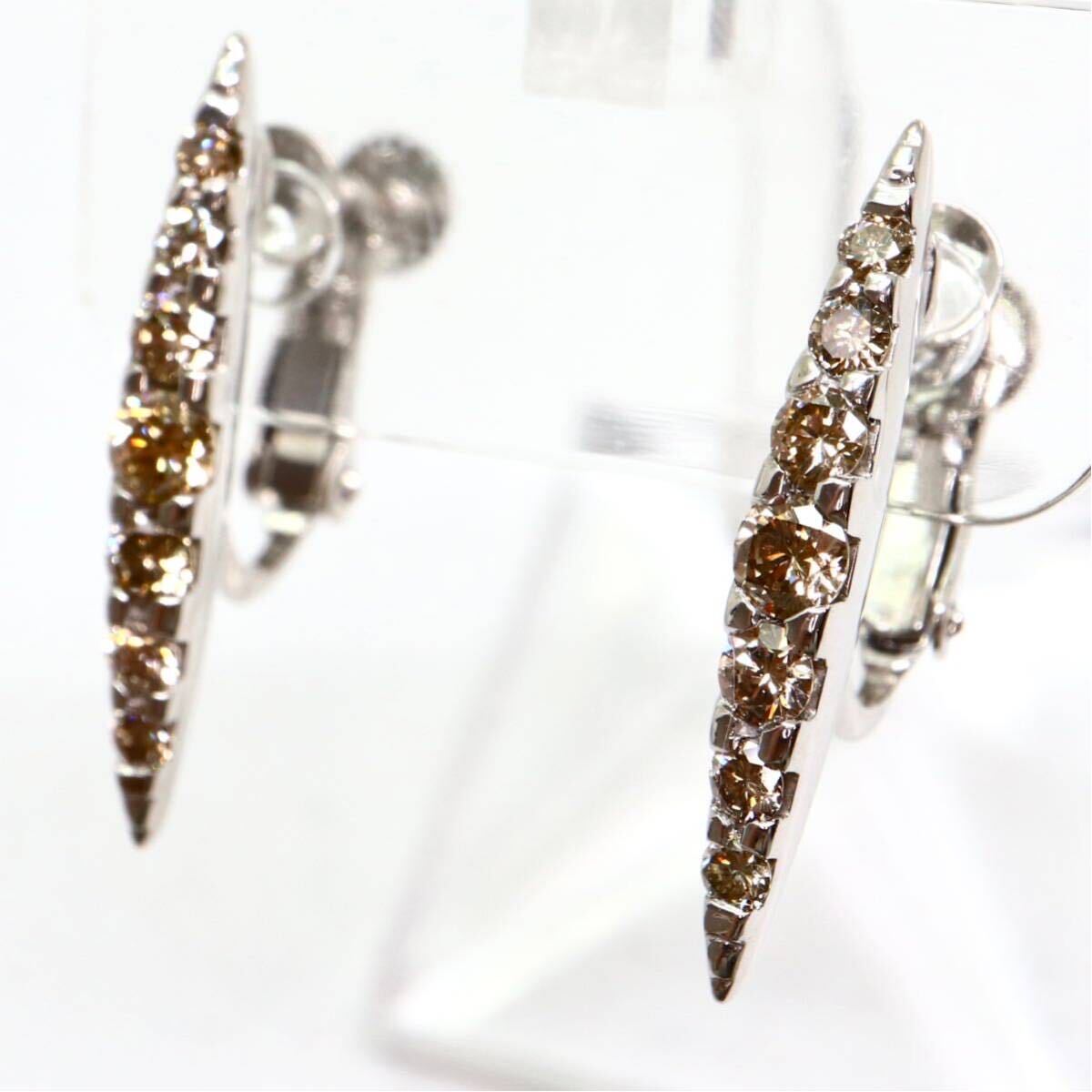  роскошный!!KASHIKEY(kasi Kei ){K18WG натуральный Brown бриллиант серьги }M примерно 4.4g 0.60ct earring diamond jewelry ювелирные изделия EF5/EG5