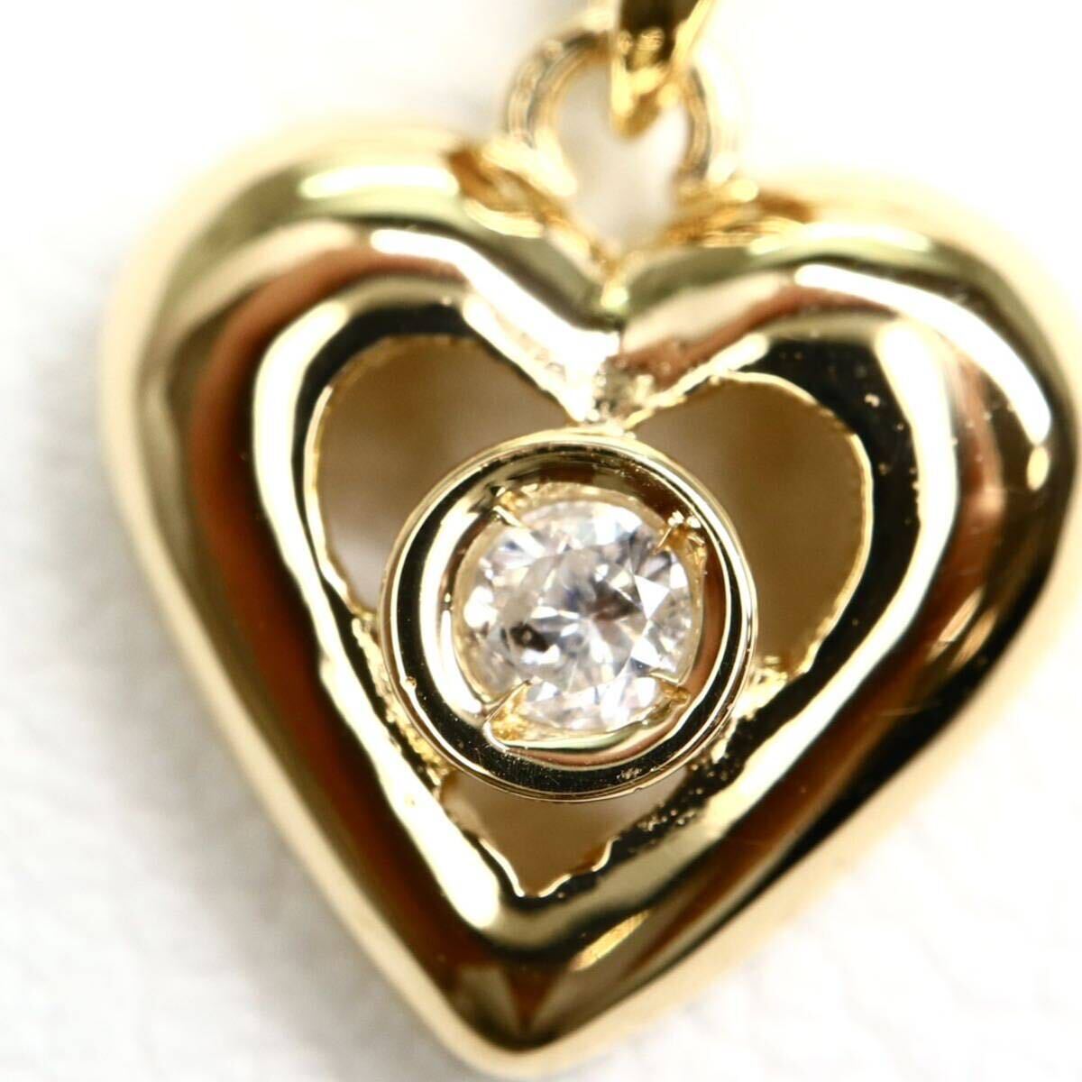 《K18天然ダイヤモンドハートモチーフネックレス》M 約1.3g 約40cm 0.03ct diamond heart necklace ジュエリー jewelry EA2/EA2_画像4