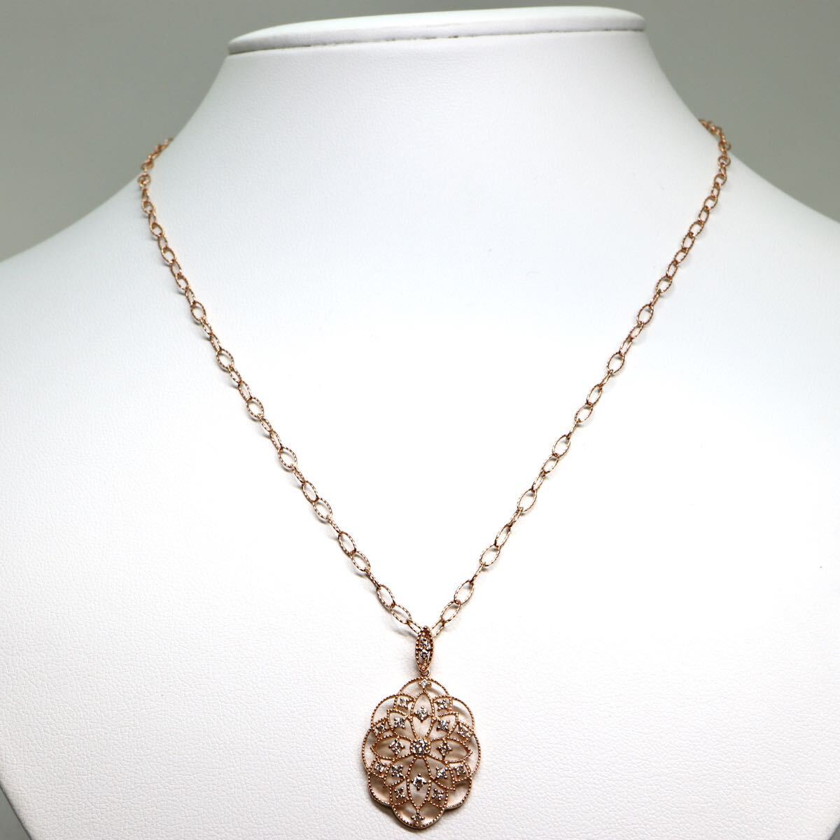 《K18(750) 天然ダイヤモンドネックレス》M 4.7g 約44.5cm diamond necklace ジュエリー jewelry EC7/ED_画像3