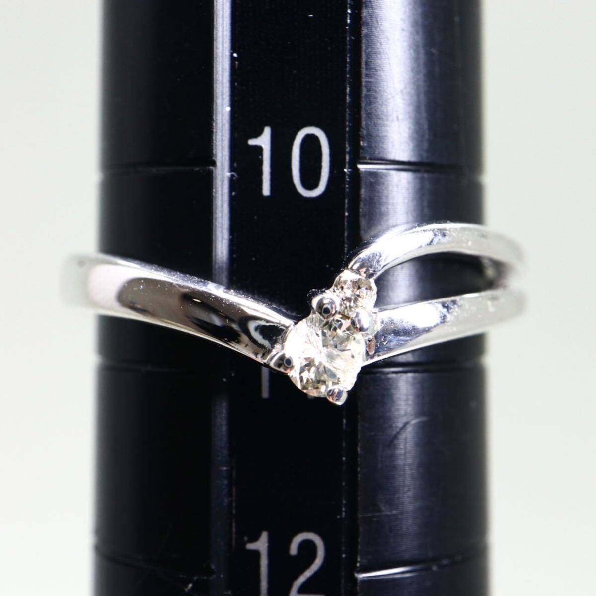 {K18WG натуральный бриллиантовое кольцо }M 2.5g 0.1ct примерно 11 номер ювелирные изделия jewelry ring кольцо diamond EB4/EB4