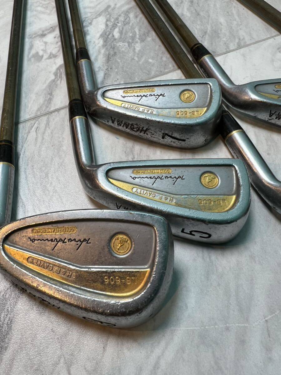 超希少 K24刻印 純金使用 HONMA LB-606 ホンマ 金メダル＆K24リング アイアンセット 5〜10番 6本 金モグラ ゴルフクラブの画像5