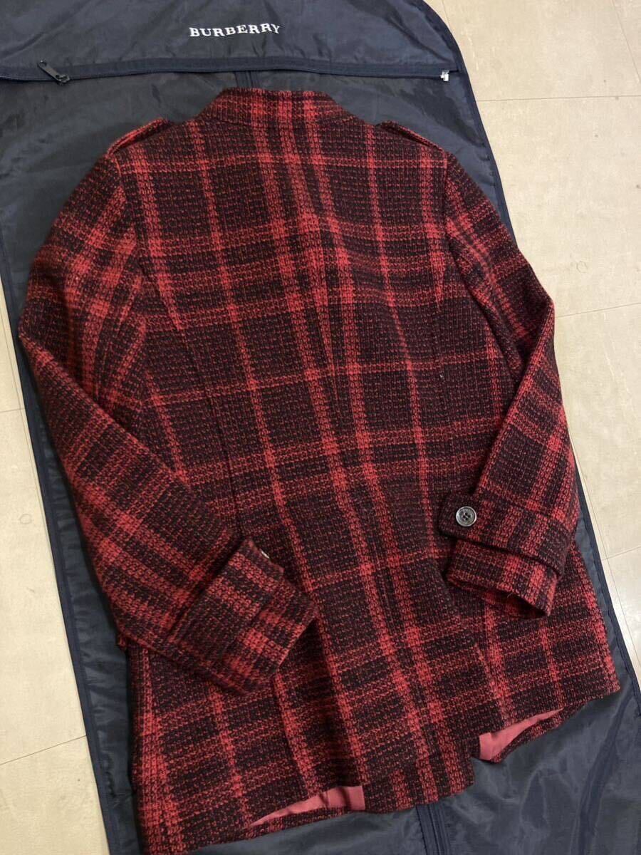 [ осень-зима ]BURBERRYLONDON Burberry London женский 44 большой размер шерстяное пальто в клетку сделано в Японии красный 