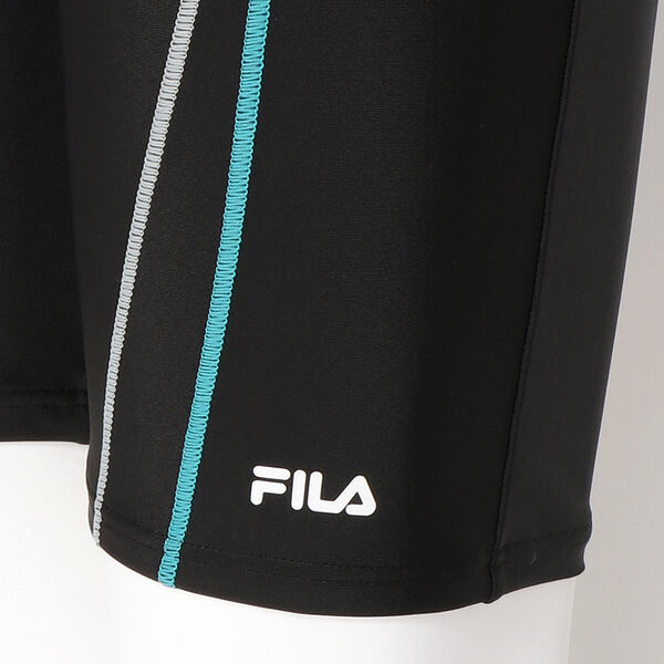 9号 Mサイズ 新品 FILA セパレーツ フィットネス水着 黒×青 めくれ防止 袖付き レディース 半袖 フルジップタンキニ水着 送料無料の画像5