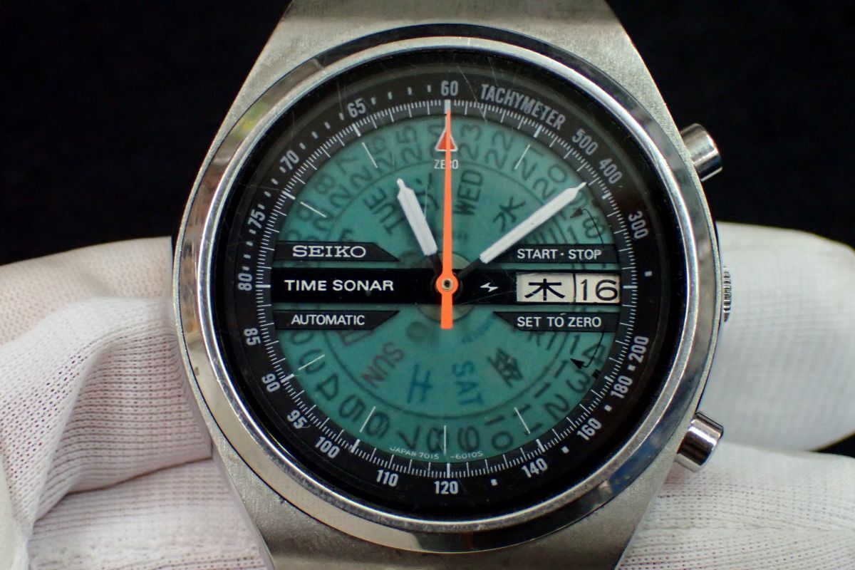 ▲腕時計126 SEIKO TIME SONAR セイコー タイムソナー▲動作品/7015-6010/両面スケルトン/自動巻き/消費税0円の画像2