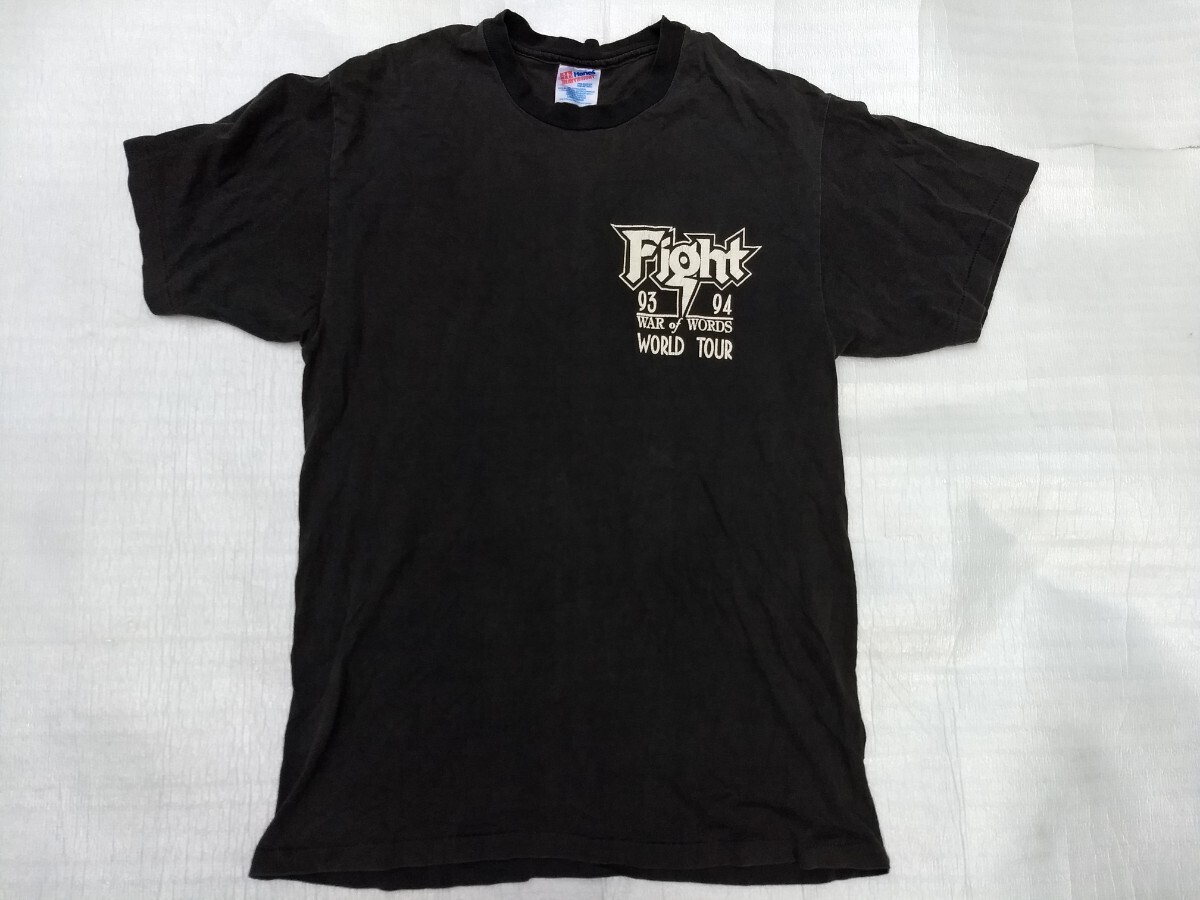 ファイト　ロブハルフォード　1993　ワールドツアー　バンド　tシャツ　黒　L　色あせヒビノビ有　脇脇約48cm　襟スソ約73cm　脇袖先約11cm_画像1