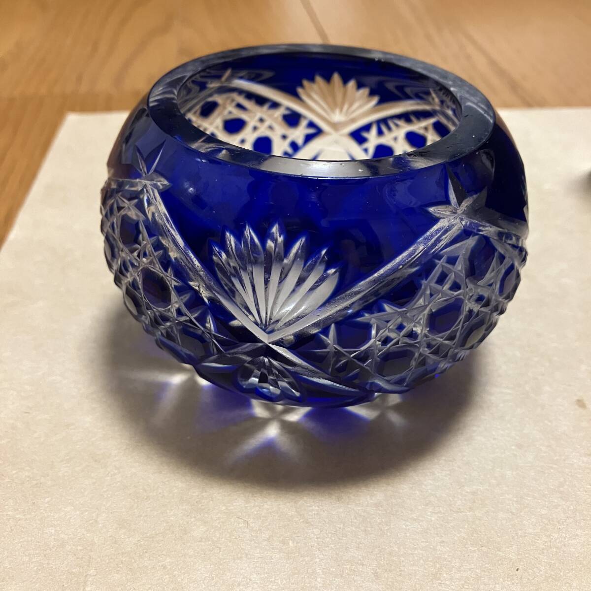 未使用　新品　藍切子　ミニローズボール　花器　フラワーアレンジメント_画像4