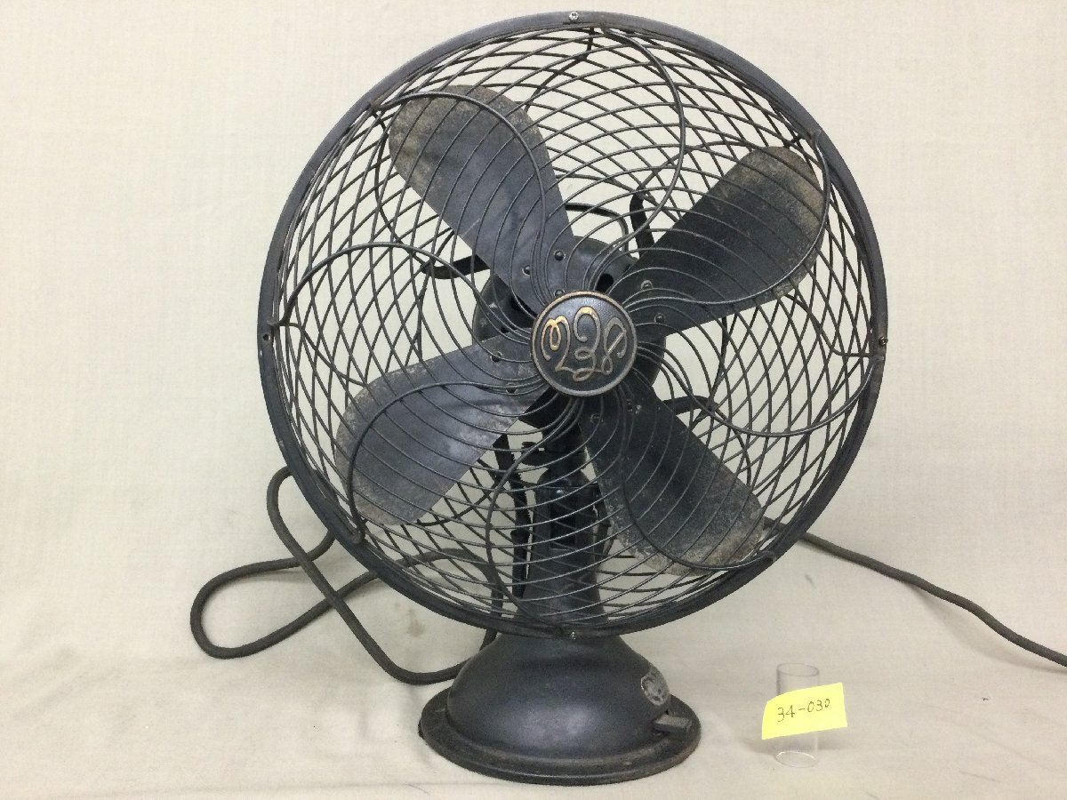 *34-030* electric fan Shibaura factory made alternating current electro- ..C-7032 type 30cm electrification verification settled made of metal water lily type Tokyo Shibaura retro antique that time thing [140]