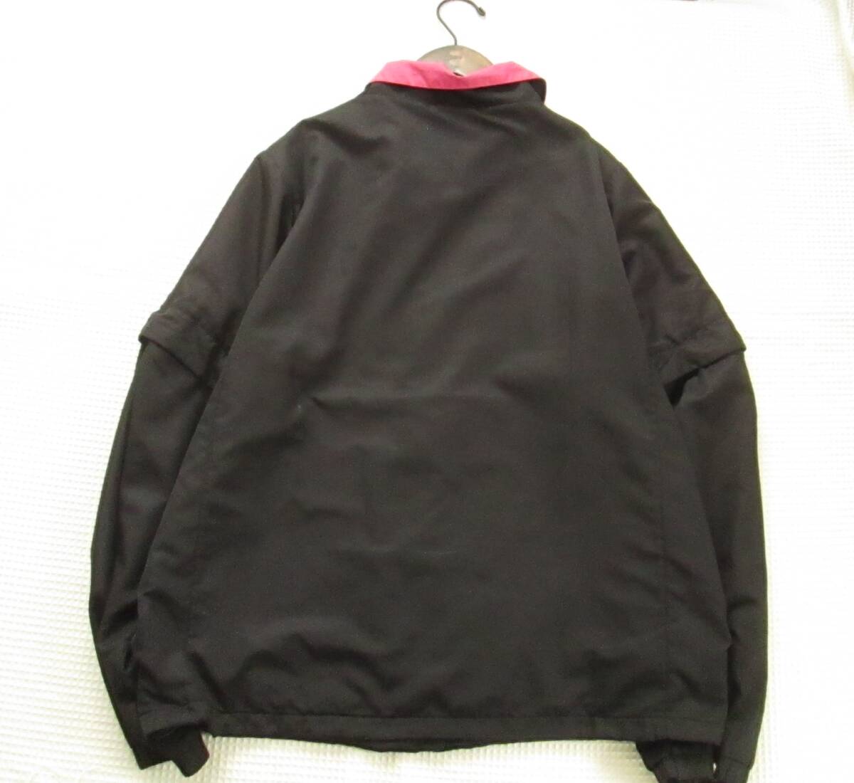 Kolwinkoru wing large size lady's LL * short sleeves also become full Zip windbreaker golf wear black × pink 