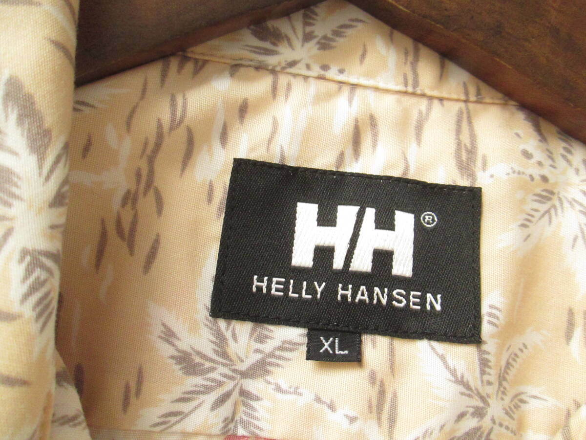 Helly Hansen ヘリーハンセン メンズ 大きいサイズ XL ☆ ポリ綿 開襟 アロハシャツ 半袖シャツ 総柄 肌色？_画像3