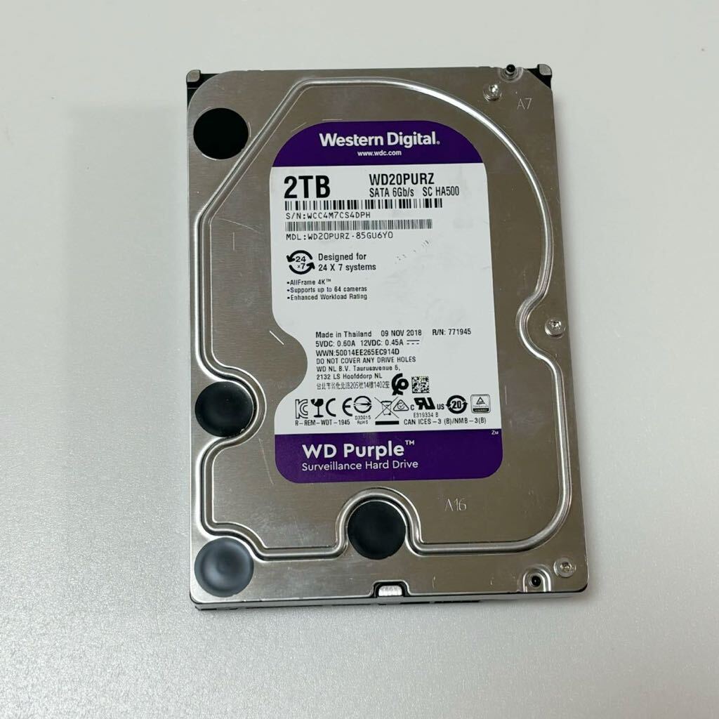 Western Digital WD Purple 2TB SATA HDD WD20PURZ 3.5インチ ②の画像1