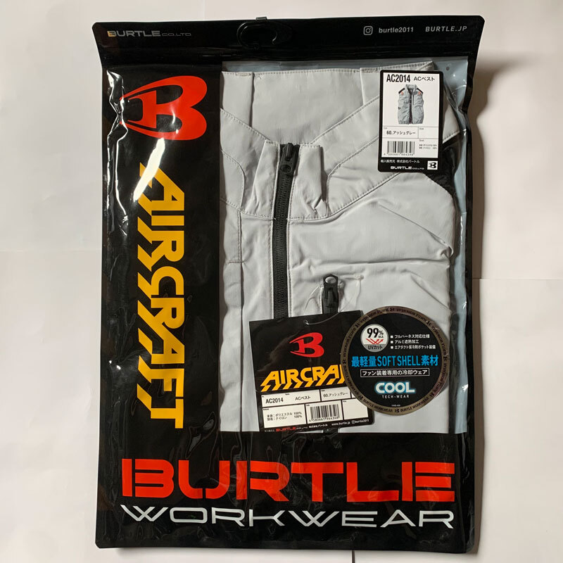 Lサイズ 送料込み 新品即決 BURTLE AC2014 空調服 単体 ACベスト アッシュグレー バートル AIR CRAFT エアークラフト AIRCRAFTの画像2