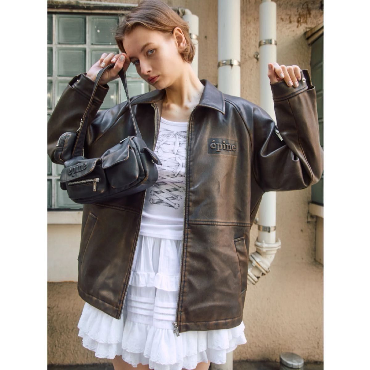 epine épine leather jacket damage brown epine épine leather jacket damage brown