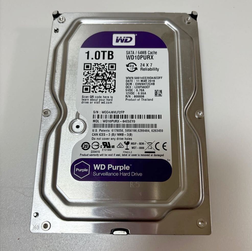 WD Purple 1.0TB 2台 まとめ売り SATA/64MB 3.5インチHDDハードディスク 正常　送料520円 WD製 ① ② セット_画像6