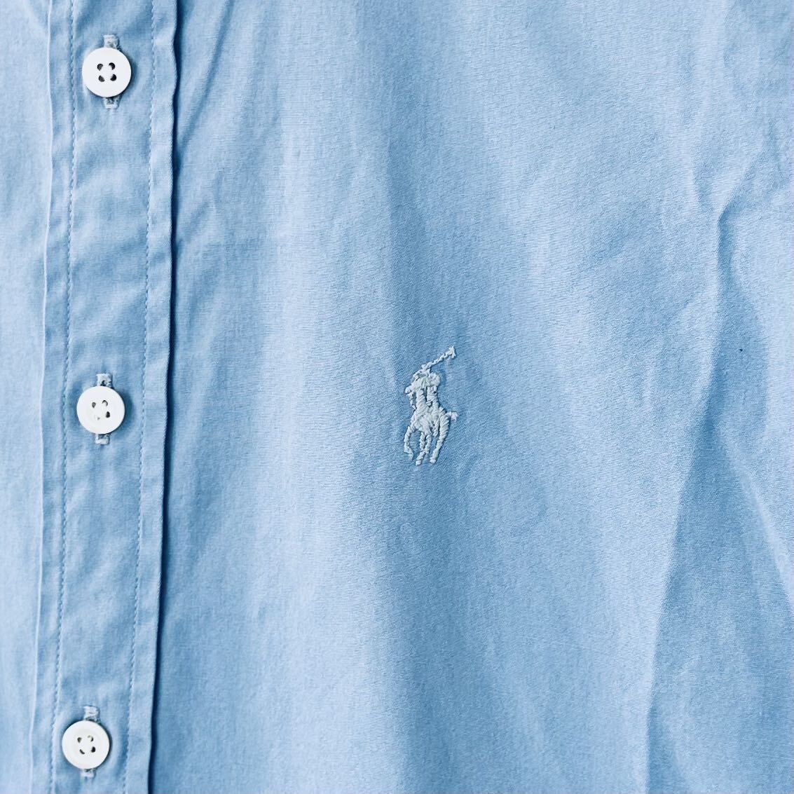 H7697ii Ralph Lauren(ラルフローレン) サイズ9(M位) 半袖 シャツ 半袖シャツ ボタンダウン ブルー系 レディース 日本製_画像8