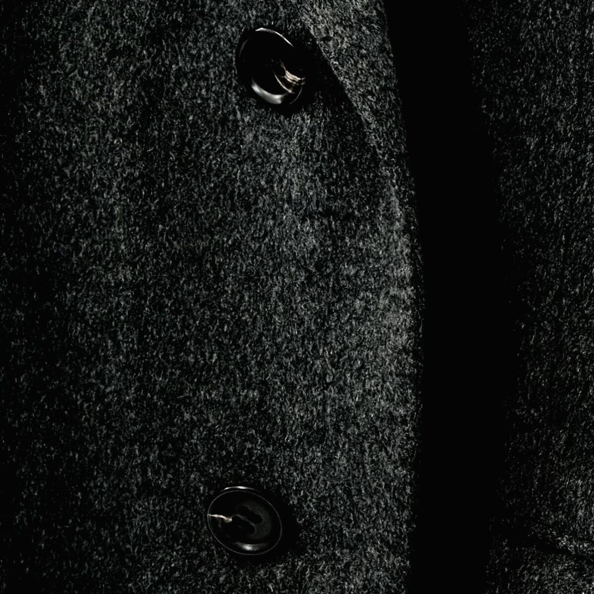 H7677ii GRES（グレ） サイズXL位 コート チェスターコート ウール ブラック系 メンズ カシミア100%の画像8