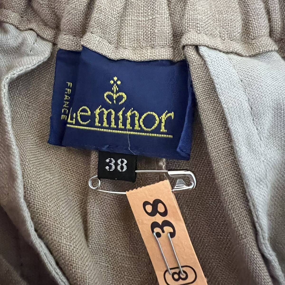 H7808FF Le Minor Le Minor size 38(M rank ) pants wide pants beige lady's made in Japan waist rubber 