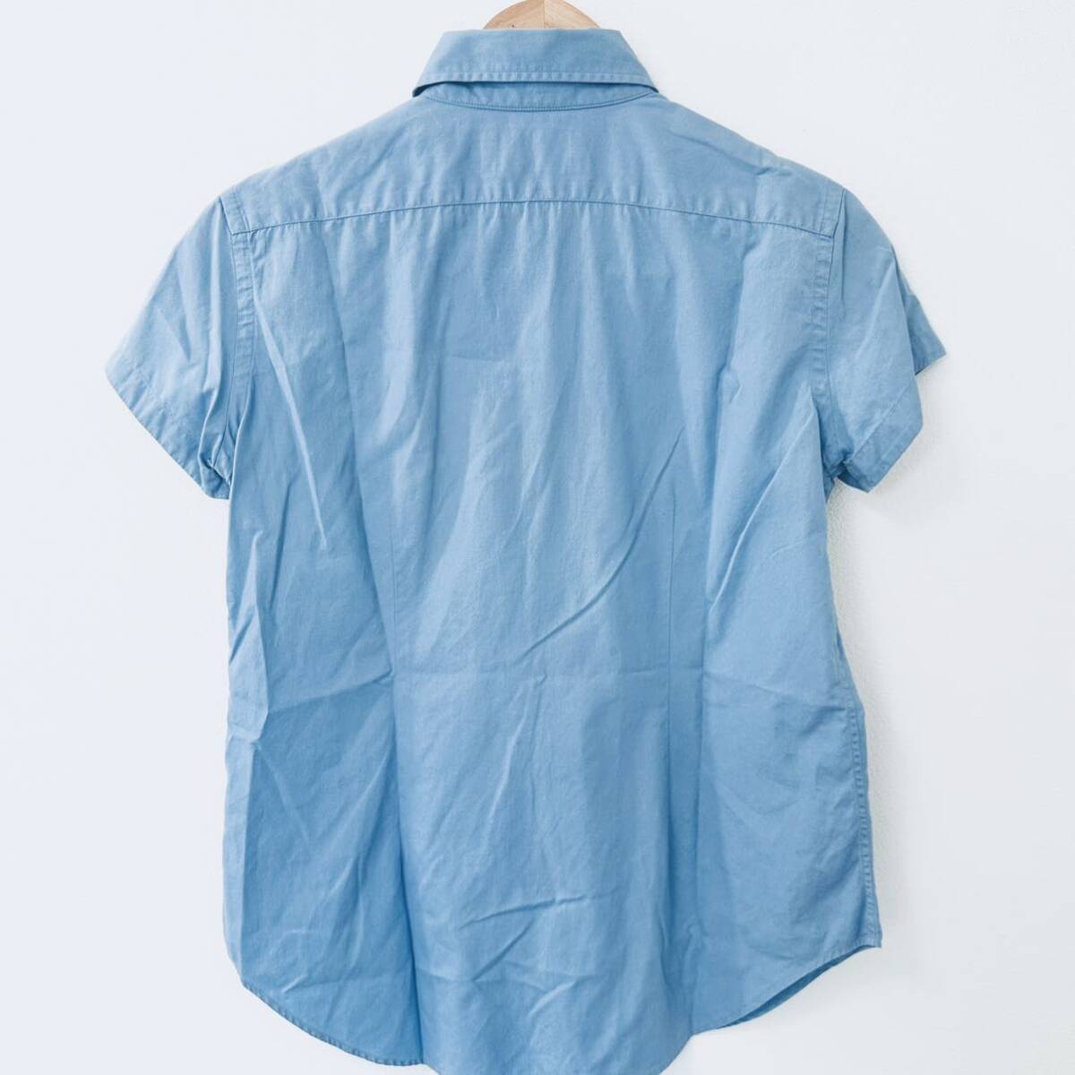 H7697ii Ralph Lauren(ラルフローレン) サイズ9(M位) 半袖 シャツ 半袖シャツ ボタンダウン ブルー系 レディース 日本製_画像2