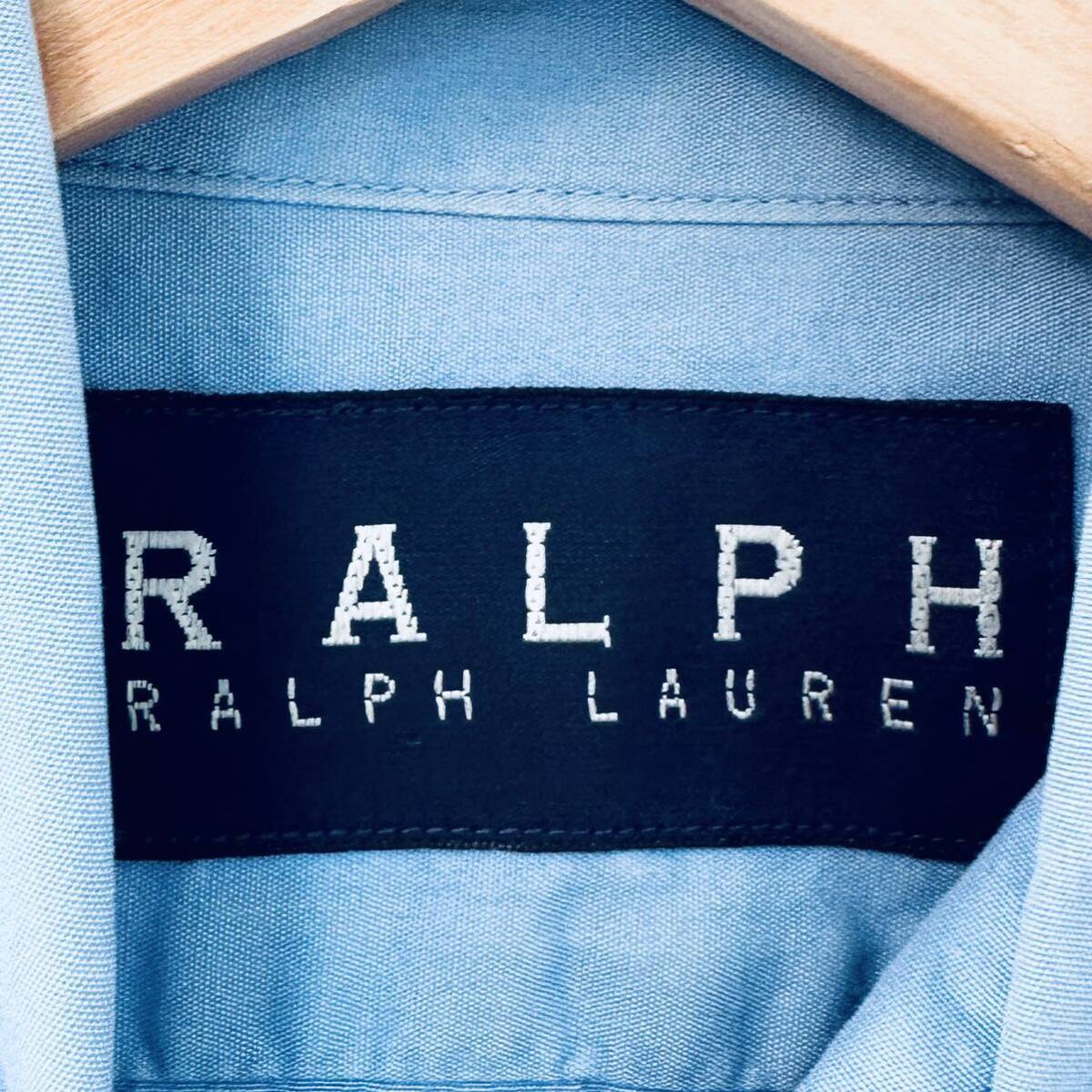 H7697ii Ralph Lauren(ラルフローレン) サイズ9(M位) 半袖 シャツ 半袖シャツ ボタンダウン ブルー系 レディース 日本製_画像9