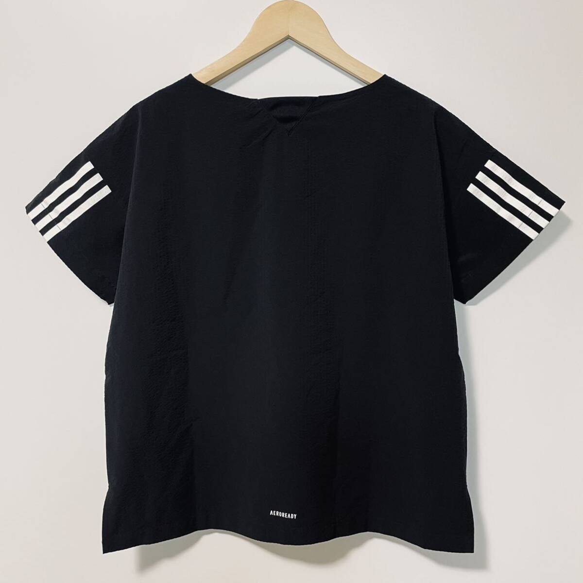 H7904gg adidasアディダス サイズM 半袖Tシャツ 黒 ブラック メンズ スリー ストライプス ライン スポーツ デザイン _画像2