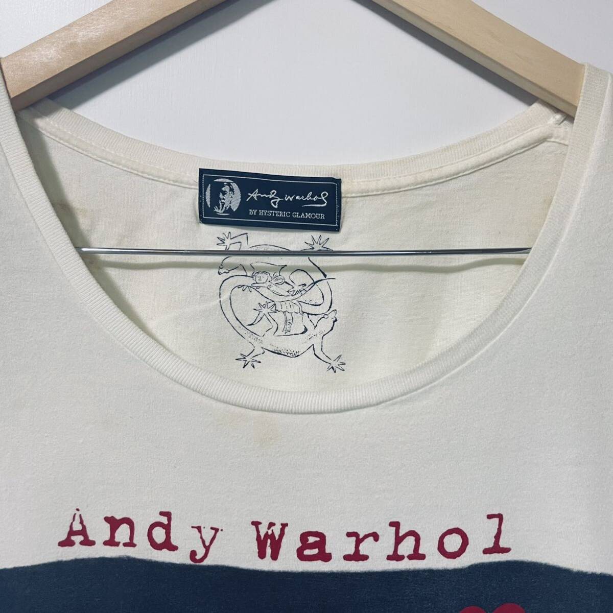 H8047gg Andy Warhol by HYSTERIC GLAMOUR アンディウォーホル バイ ヒステリックグラマー サイズFREE 半袖Tシャツ 白系 レディース 日本製_画像7