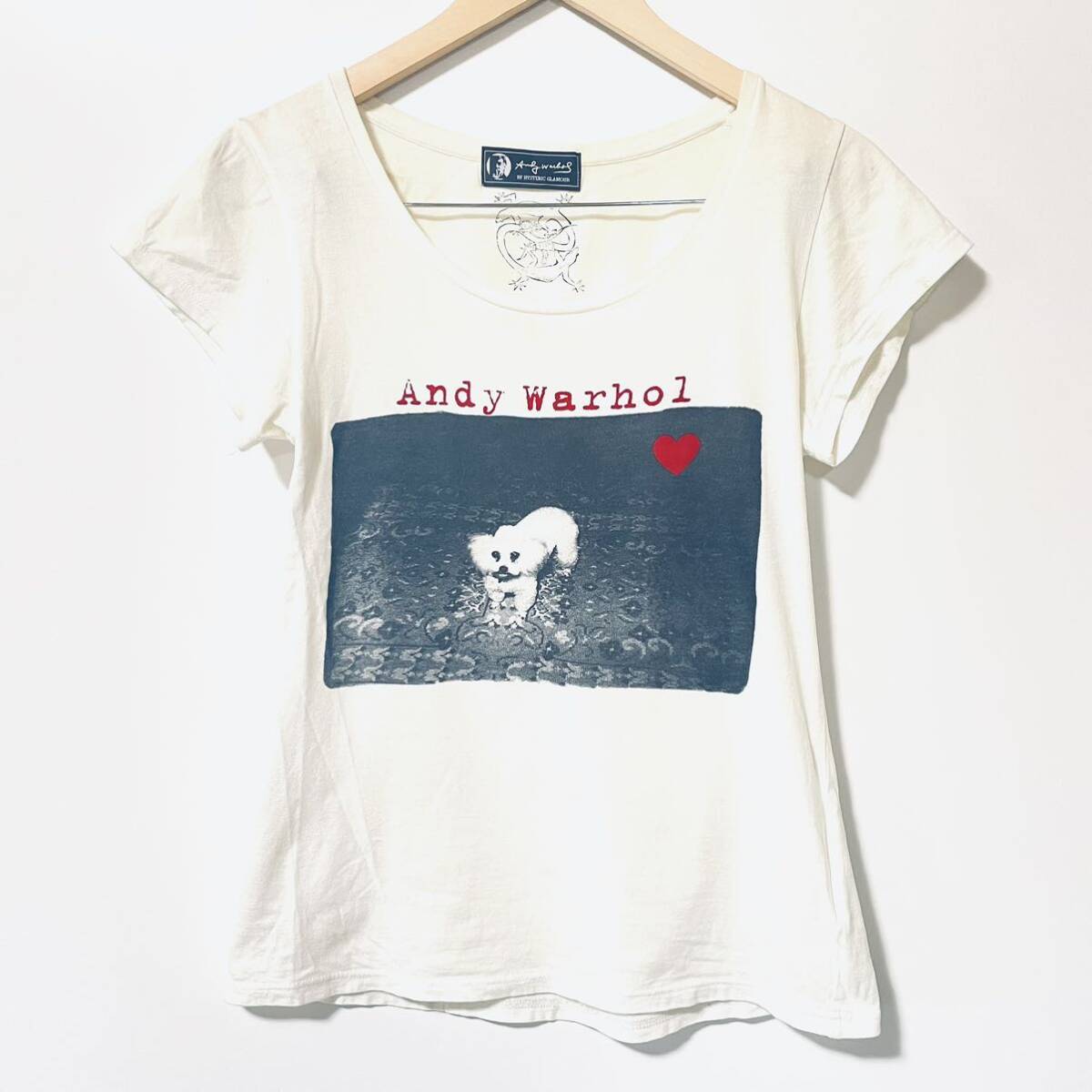 H8047gg Andy Warhol by HYSTERIC GLAMOUR アンディウォーホル バイ ヒステリックグラマー サイズFREE 半袖Tシャツ 白系 レディース 日本製_画像1