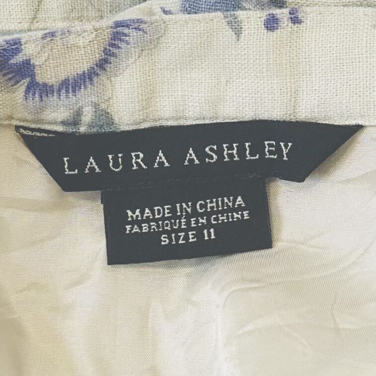 H7440ii Laura Ashley（ローラア シュレイ） 11(M位) 花柄 スカート ロング リボン 巻きスカート ホワイト系 レディース ラップスカート_画像10
