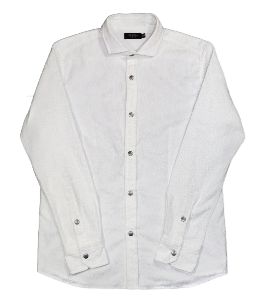 EPOCA UOMO エポカウォモ ジャガード生地 長袖 シャツ サイズ５０/XL ホワイト メンズ トップス_画像1