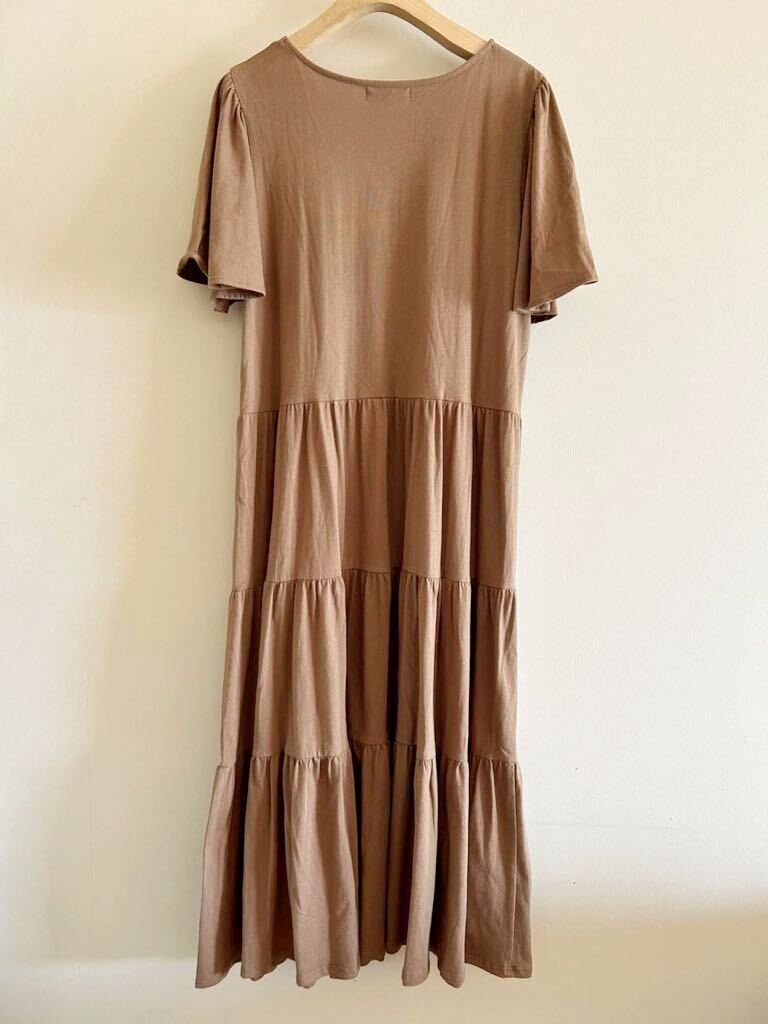 To b. by agnes b. toe Be bai Agnes B long skirt One-piece short sleeves cotton Brown 38 unused goods free shipping 