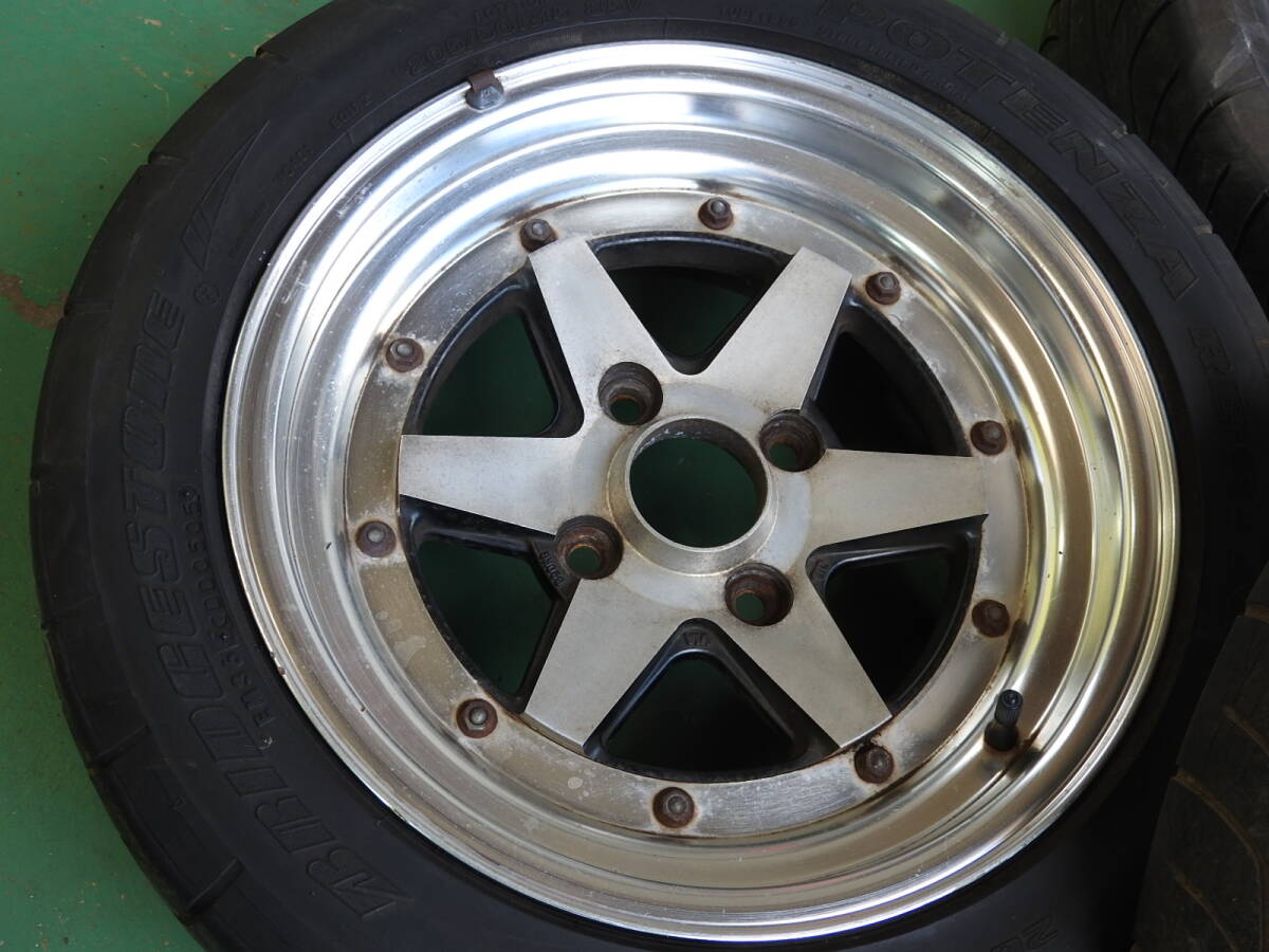 正規品★スプリンタートレノ カローラレビンレビン AE86 イニシャルD★ロンシャンホイール 15x7.0J +11 114.3 RE-01タイヤ195/50R15 の画像5