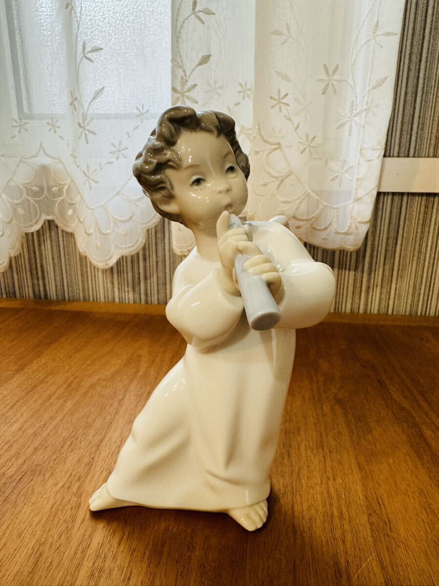 【美品】LLADRO リヤドロ 4540 笛を吹く天使 陶器人形 置物 フィギュリン _画像1