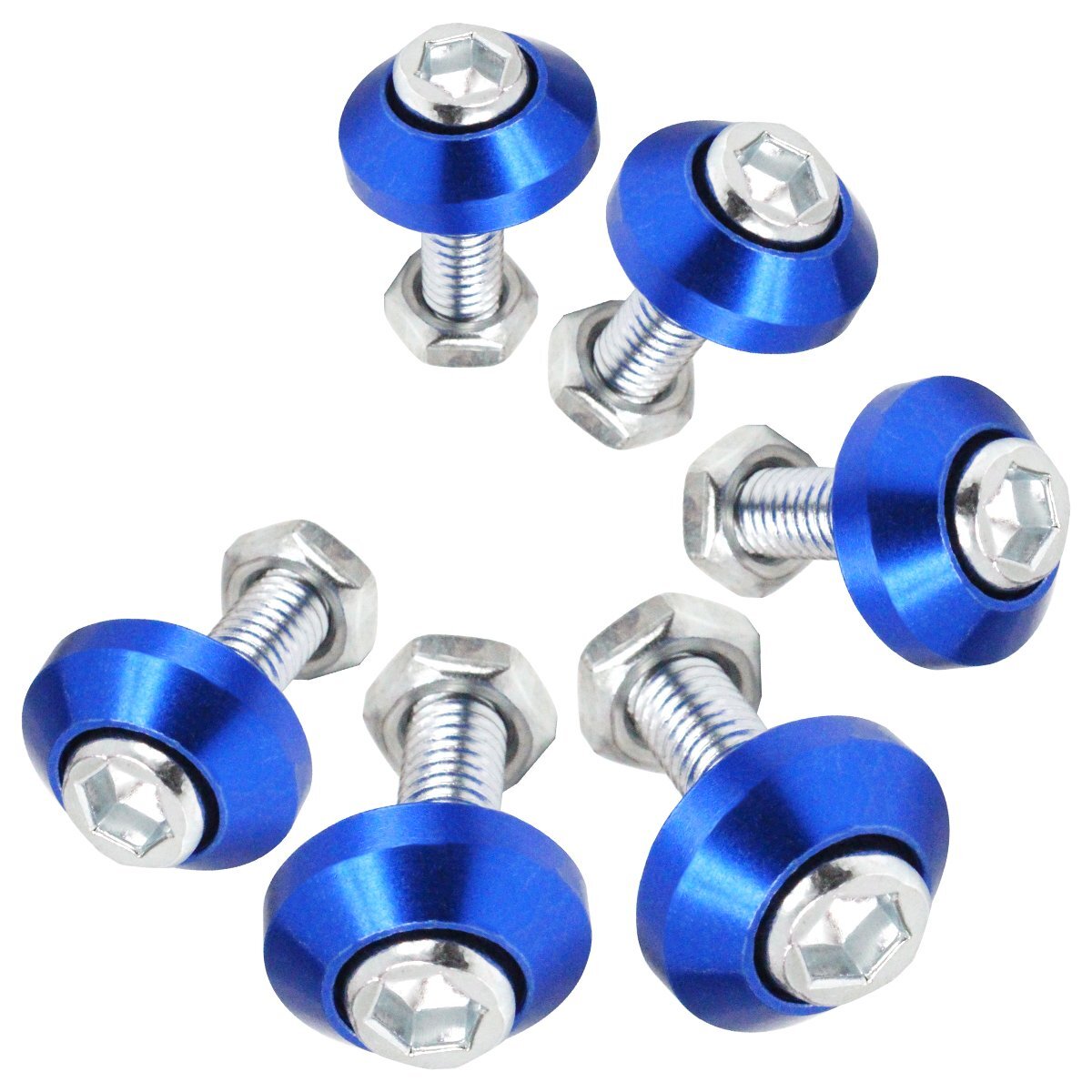 [ new goods immediate payment ]6 piece set M6 aluminium color washer number bolt Fujitsubo car bike stainless steel bolt M6 1.0 neck under 20mm blue blue 