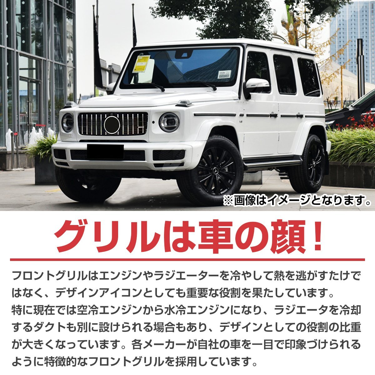 【新品即納】ベンツ Gクラス W463A W464 パナメリカーナ グリル G63 ルック GT スタイル G350d G400d G500 G550 ブラック フィン 未塗装の画像4