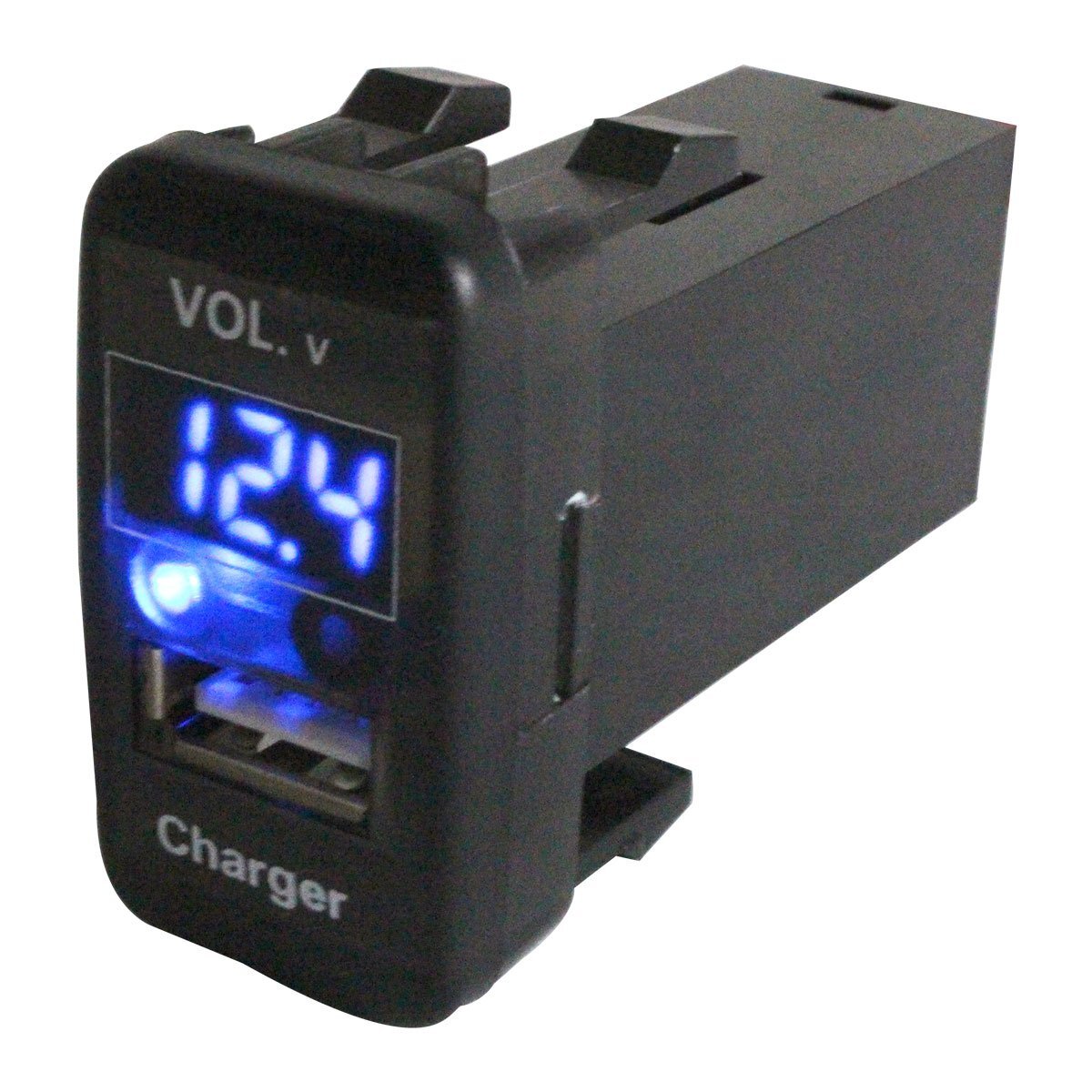 【新品即納】ヴォクシーVOXY AZR60系 H13.11～H19.5 LED発光：ブルー 電圧計表示 USBポート 充電 12V 2.1A 増設 USBスイッチホールカバーの画像1