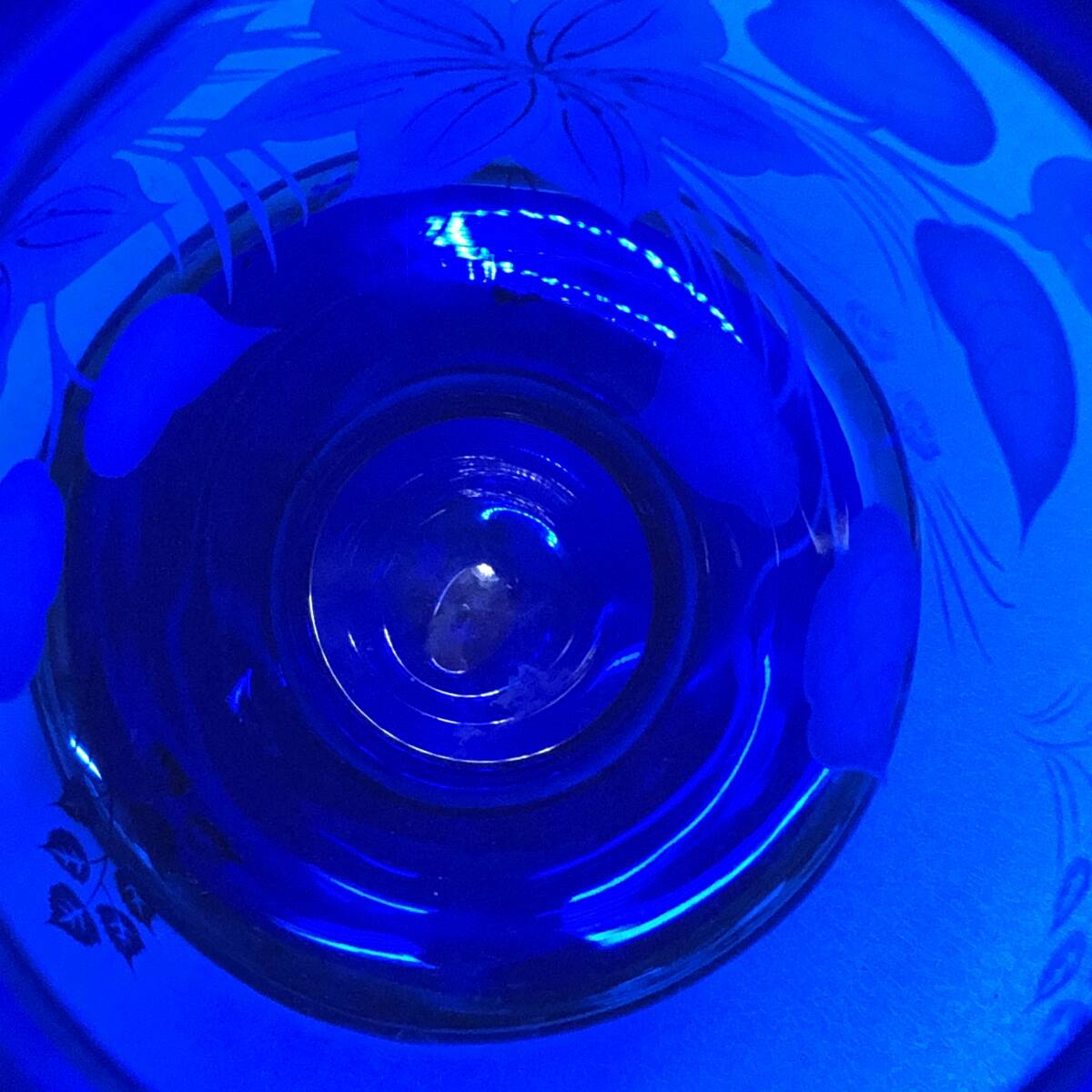 [bohe mia BOHEMIA ваза голубой примерно 40cm цветок основа стекло crystal золотая краска ]