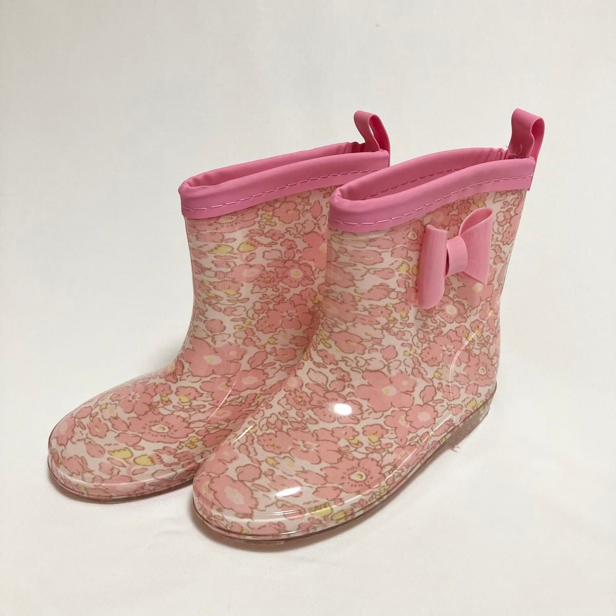 【18cm】レインブーツ 　リボン　子供　 長靴　キッズ ピンク かわいい