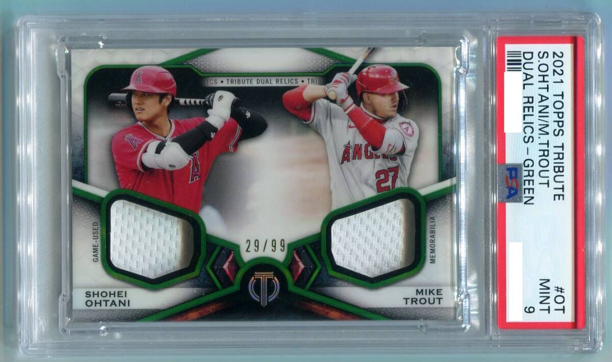 2021 Topps Tribute Shohei Ohtani Mike Trout Dual Relics 2021 Topps Tribute Shohei Ohtani Mike Trout Dual Relics