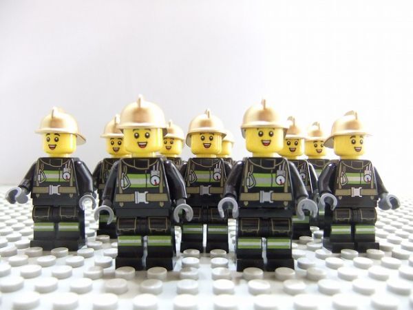 LL23 レゴ ミニフィグ 消防士・金ヘルメット 10個セット 新品未使用 LEGO社純正品の画像1