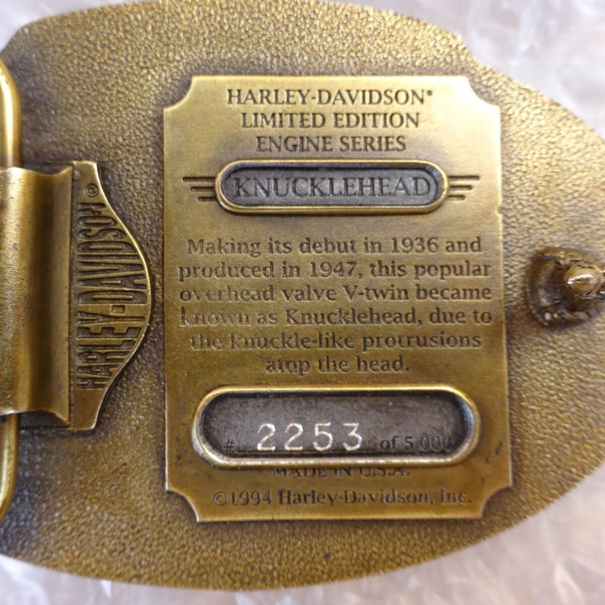 1994 year 5000 piece limitation Harley Davidson buckle Knuckle head 9801