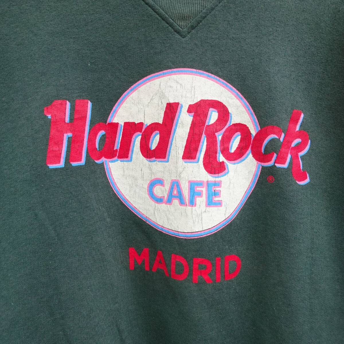 ハードロックカフェ スウェット XL グリーン USA製 MADRID 刺繍 緑 9551