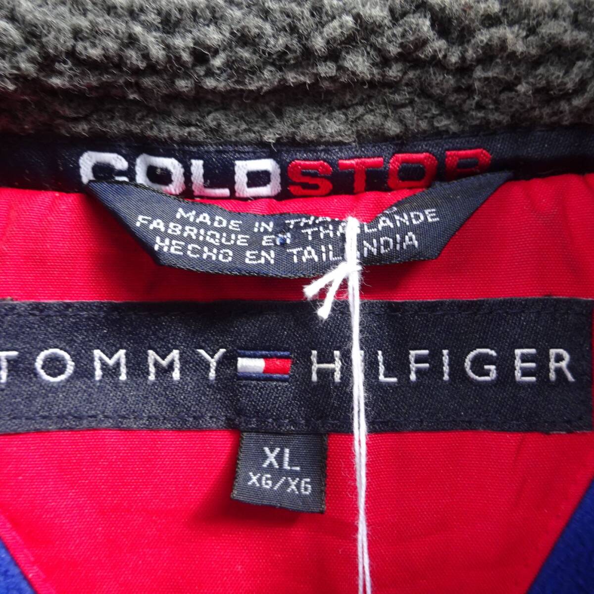 トミーヒルフィガー ナイロンジャケット XL レッド ブラック 襟フリース 赤 9532_画像7