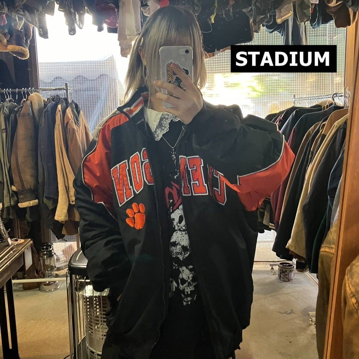 スタジアム ナイロンジャケット XL 黒 オレンジ CLEMSON スタジアム ナイロンジャケット XL 黒 オレンジ CLEMSON