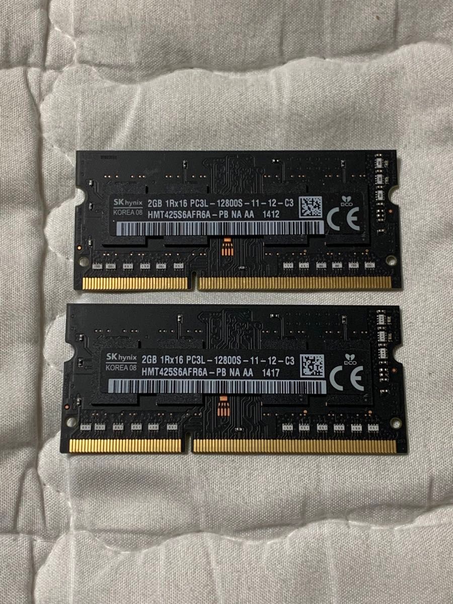 SKhynix 2GB 1RX16 PC3L-12800S 2枚 合計4GB ②