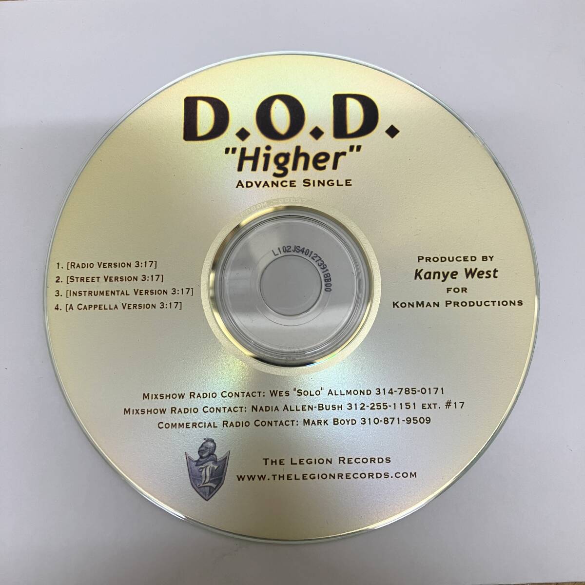 .9 HIPHOP,R&B D.O.D. - HIGHER INST, single CD secondhand goods 