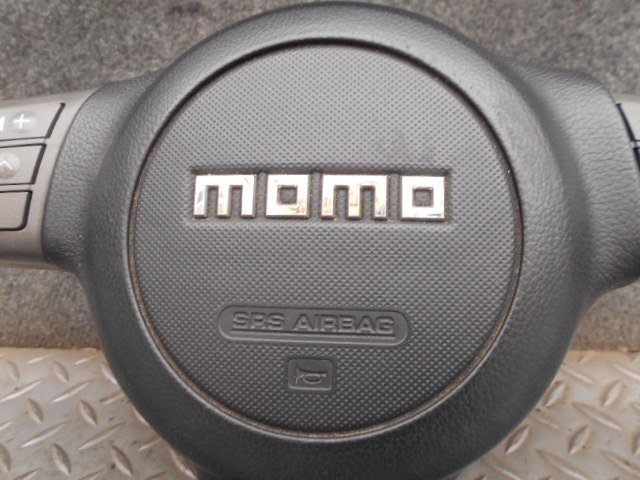 中古 ムーヴ L175S ステアリングホイール モモ momo レザー 黒 スイッチ付き ダイハツ（32-303）の画像4