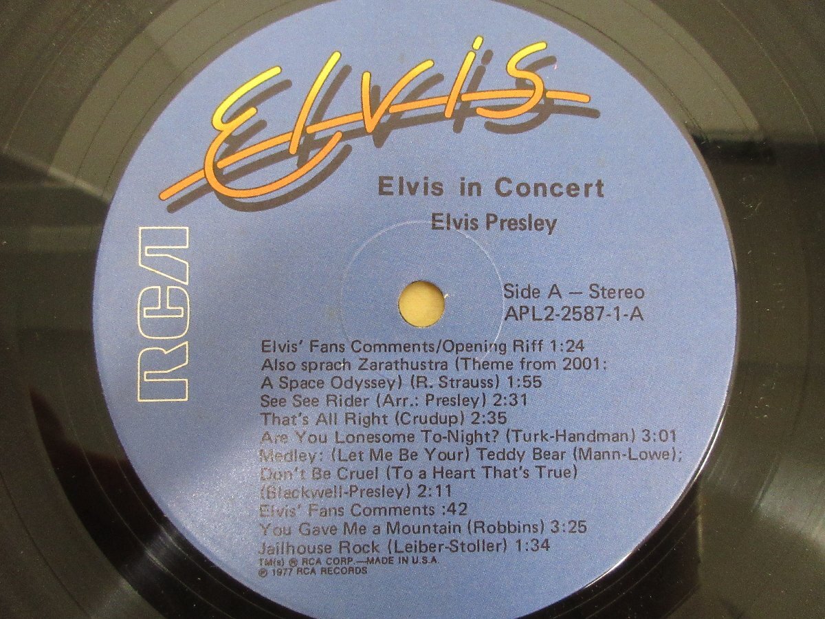◇A6927 レコード/LP盤「エルヴィスプレスリー ELVIS PRESLEY / Elvis In Concert【2枚組】」APL2-2587 アールシーエー RCA RECORDSの画像5