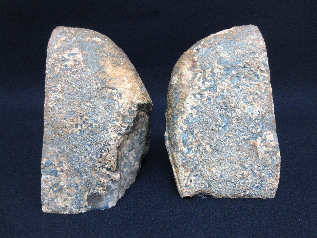 A6076 天然石「瑪瑙/めのう ブックエンド ブルー 一対/2個セット」雑貨 置物 インテリア オブジェ 飾り 原石 ブックスタンド 本立ての画像4