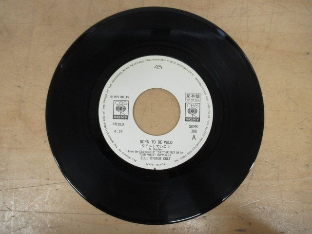 K1092 EPレコード「【見本盤】ブルー・オイスター・カルト ワイルドでいこう(Born to be wild)/炎の街」SOPB-308_画像3