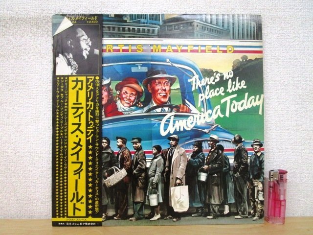 ◇F2670 LPレコード「【見本盤/帯付】アメリカ・トゥデイ / カーティス・メイフィールド CURTIS MAYFIELD」YX-7037-DA コロムビア プロモ盤の画像1